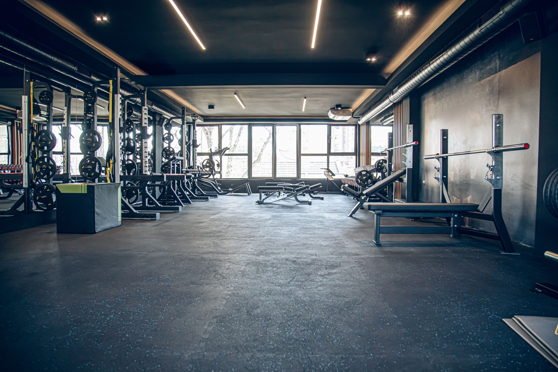 Excercise equipment in a modern gym